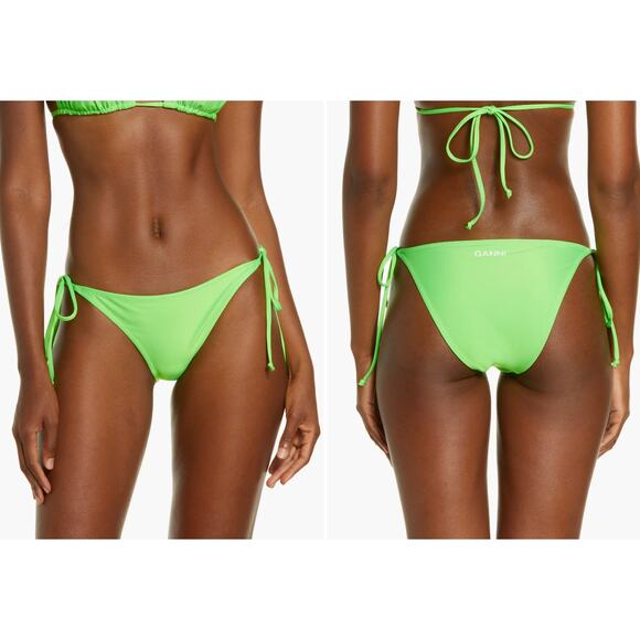 GANNI Solid Lime Green String Tie Bikini Bottoms - Picture 7 of 7